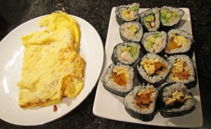 Sushi and omelette